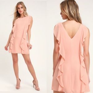 Lulu’s Women’s Audree Blush Pink Ruffled Sleeveless Dress Size Small